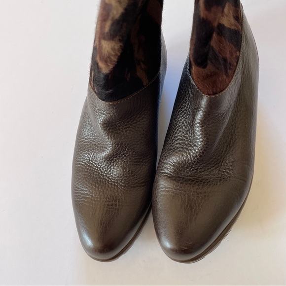 Gucci Brown & Tan Calf Hair Leather Boots - Picture 6 of 11